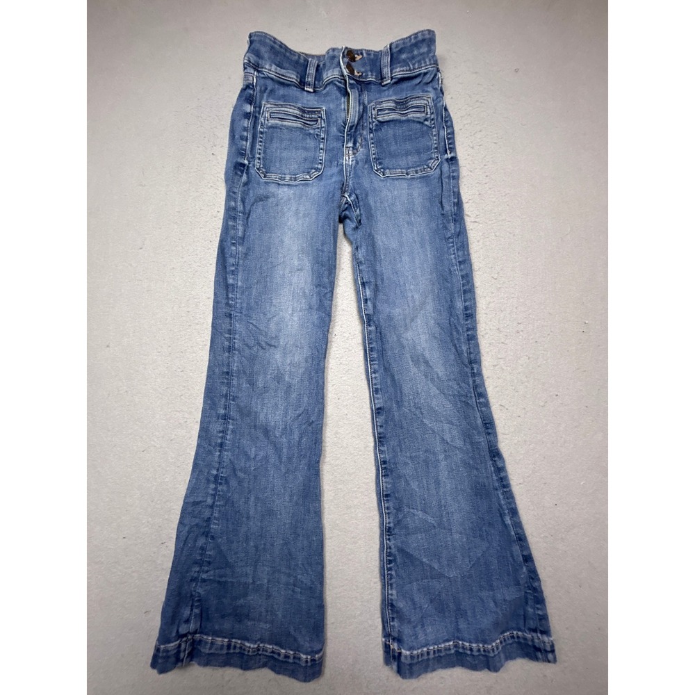 American Eagle Flare Jeans Cotton Blend Blue Size 4 W25 Regular Womens